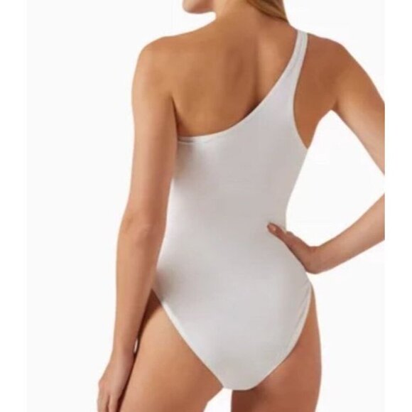 Norma Kamali Sz XS Swimsuit White Mio One Shoulder One Piece Designer Luxury - Picture 2 of 5